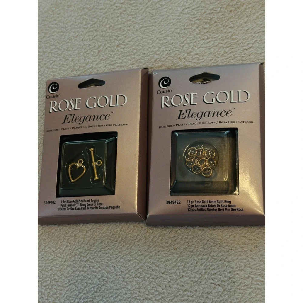LOT - COUSIN ROSE GOLD ELEGANCE Jewelry Making Parts EAR HOOKS, Clasps, BEADS